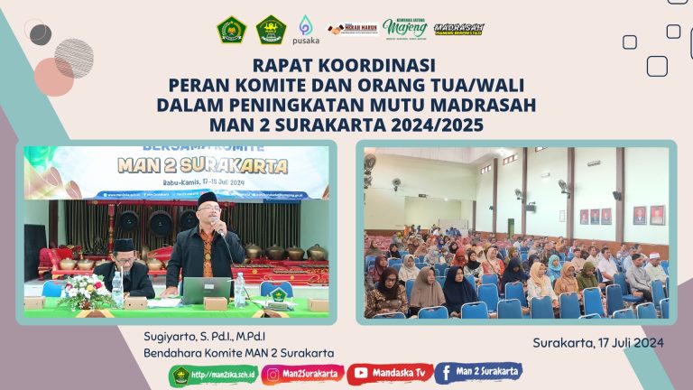 Rapat Koordinasi  Peran Komite dan Orang Tua/Wali dalam Peningkatan Mutu Madrasah MAN 2 Surakarta 2024/2025